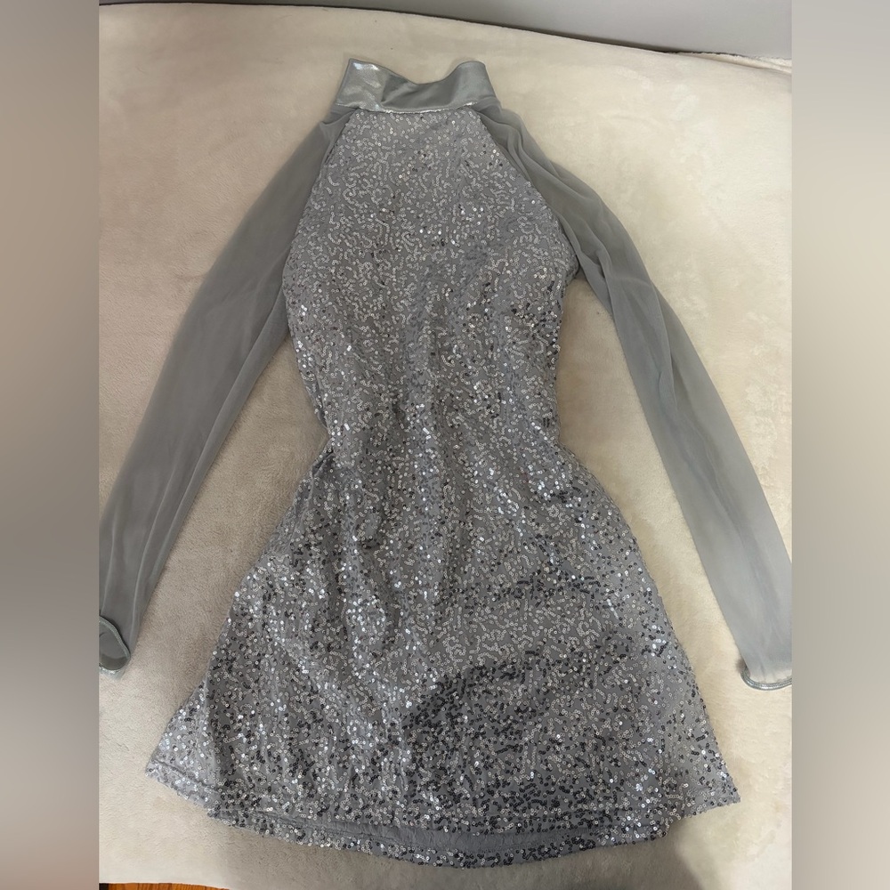 Zara Silver Long Sleeve Sequin Dress
